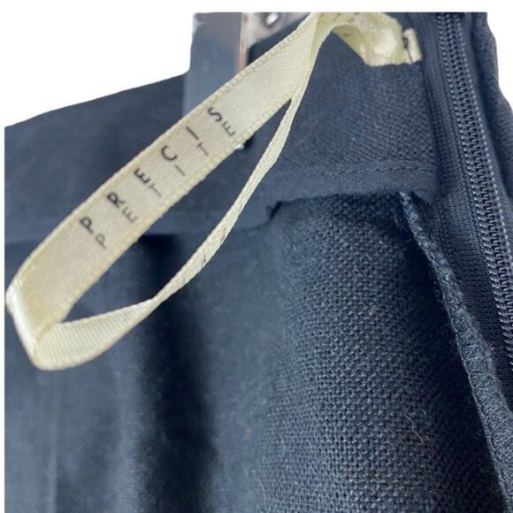 PRECIS PETITE Women's Black Linen High Rise Wide Leg Trouser Buttons US 14 - Picture 7 of 8